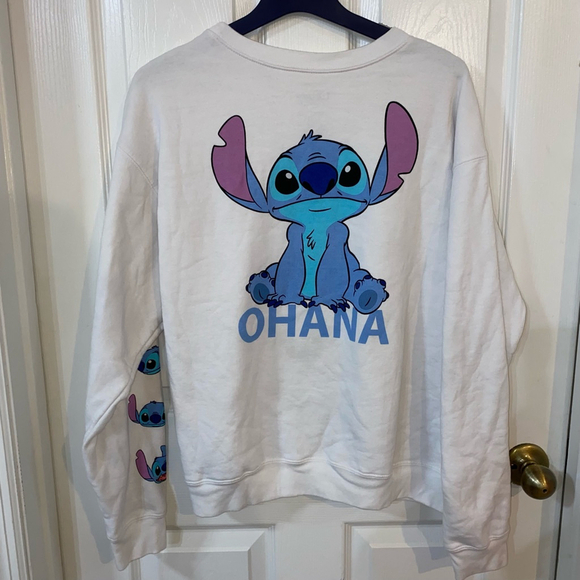 Women's Disney Stitch Ohana Sweatshirt XL White Blue - Picture 3 of 5
